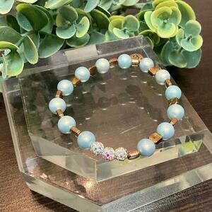 Erimish Pastel Blue Pearl Glitterball Bracelet
